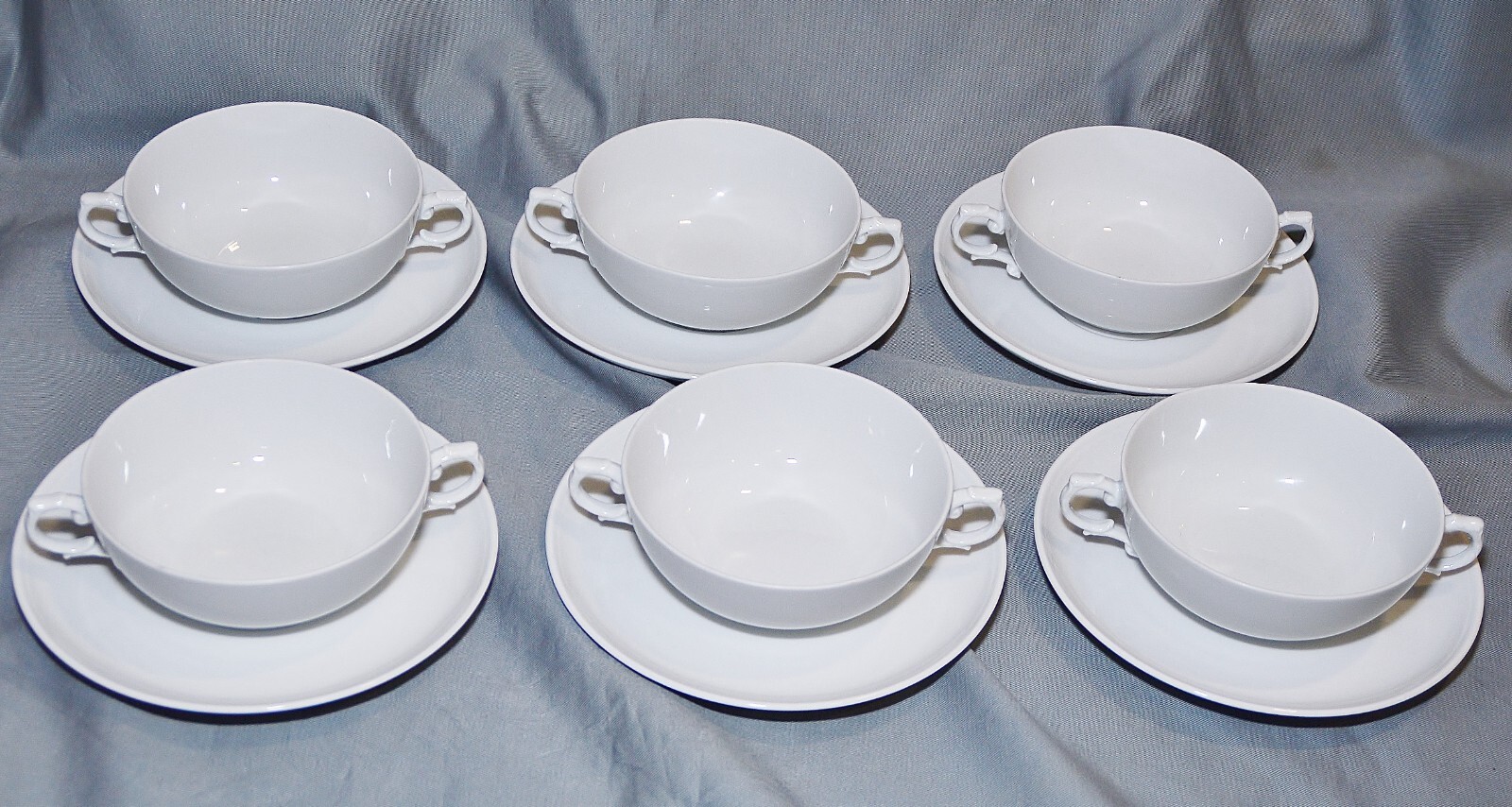 6 Tazas De Sopa Con Platillos, Fürstenberg, Blanca, Alt Fürstenberg, 1970 1980