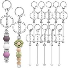 20/40Pcs Beadable Keychain Bars Bulk Blank Creative Cute Keychains Bar for Beads