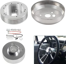 For GM Chevy 5 & 6 Hole Steering Wheel Polished Hub Adapter Flaming River Ididit