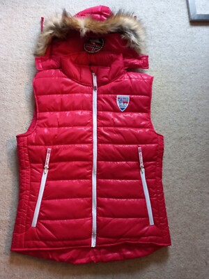 Nebulus Weste rot GLAMOUR Kapuze Fell Steppweste Gr.XXL Bodywarmer