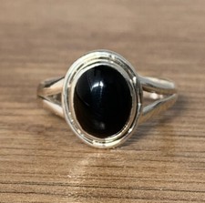 Oval Shape Natural Black Onyx Ring 925 Sterling Silver Handmade Beautiful Ring