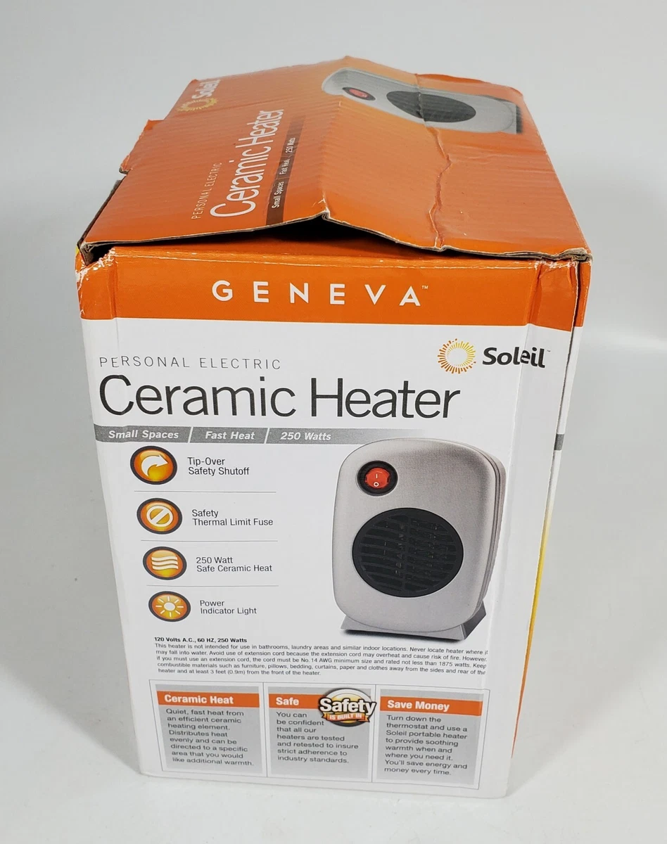 Gray Personal Electric Space Heater Tip Shutoff 250 Watt Ceramic Imperfect  Box 430001016166 | eBay
