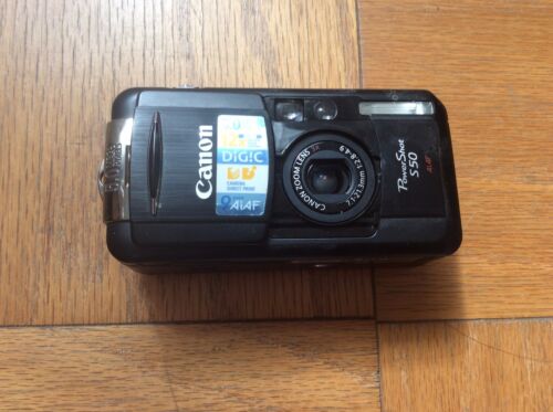 Canon PowerShot S50 5.0MP Digital Camera - Black - Afbeelding 1 van 7