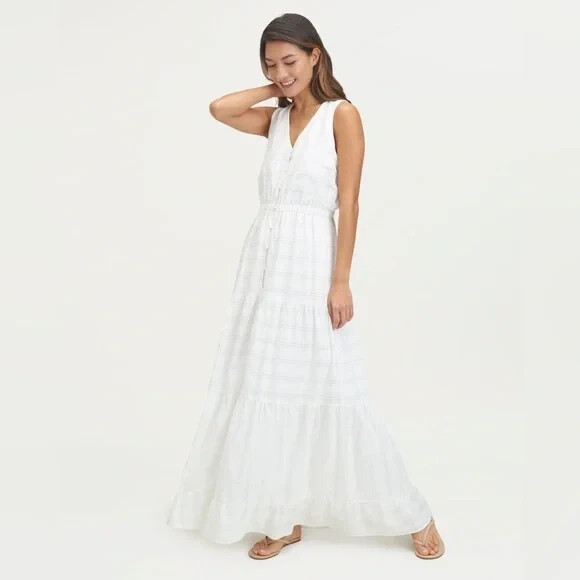 Splendid Collection White Maxi Dress XS Cotton Ti… - image 1