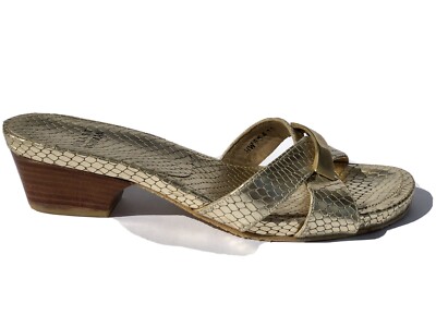 Wie Neu Stuart Weitzman Sandalen 37 Pantoletten Mules Gold Leder Sandals US 7.5