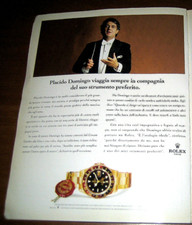 PUBBLICITA ROLEX GMT MASTER ORO PLACIDO DOMINGO pagina cartonata vintage werbung
