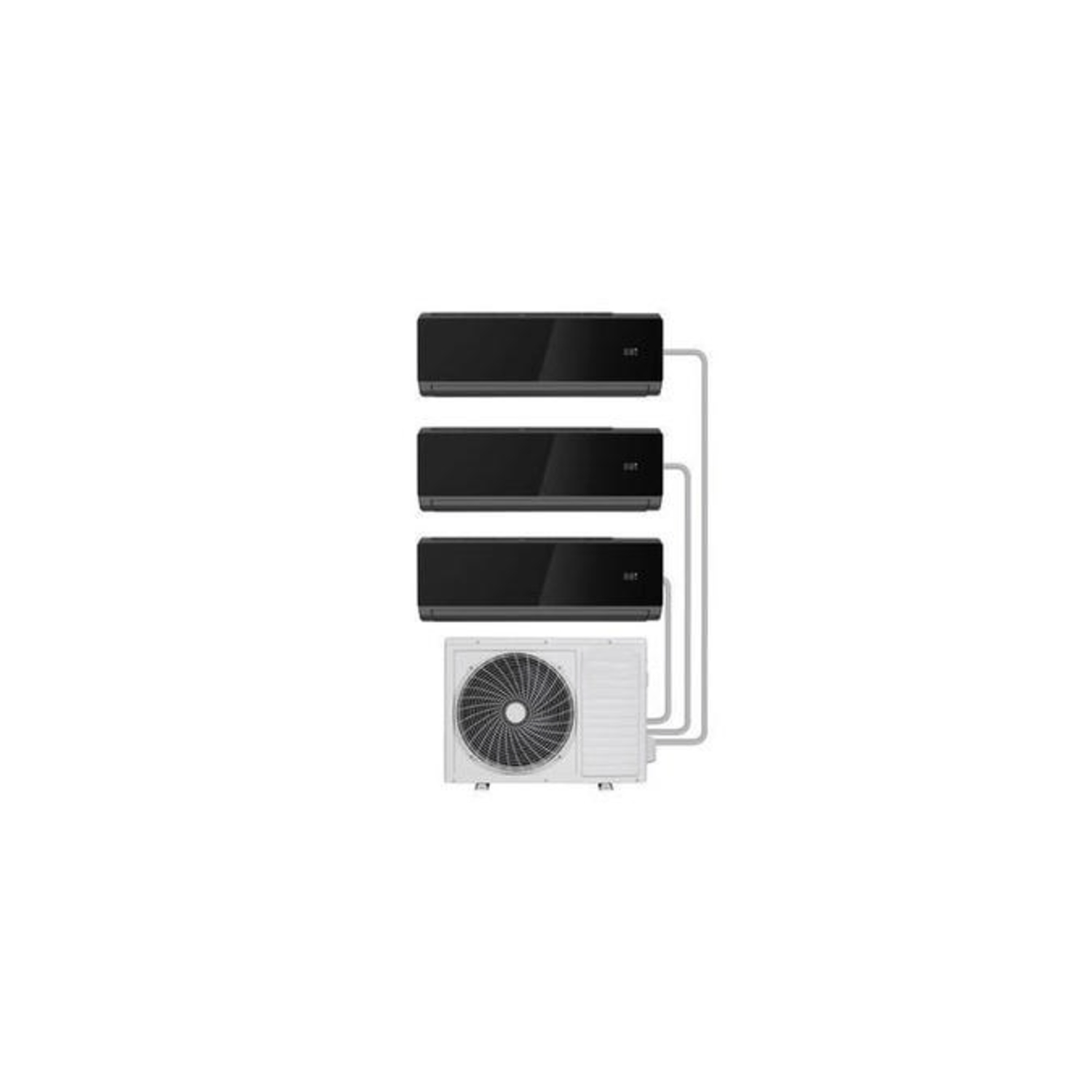 electriQ Black Multi-Split 3x 9000 BTU Heating u0026amp; Cooling Wall Air  Conditioner Sy 5056549327820 | eBay