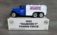 Ertl 1930 Diamond T Tanker Truck Atlantic Locking Coin Bank Limited Edition 1/34