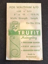 Trufit Mainspring for Waltham 6/0s No. 2226 - Steel