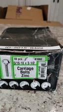 QTY:50 MIDWEST 01082 Round Head Carriage Bolts 5/16-18 x 3-1/2" Full Thread