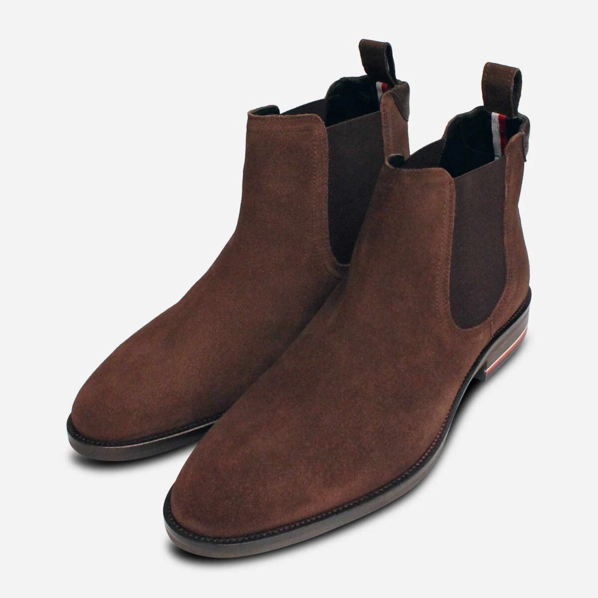 Distrahere Skat At søge tilflugt Tommy Hilfiger Premium Brown Suede Mens Chelsea Boots | eBay