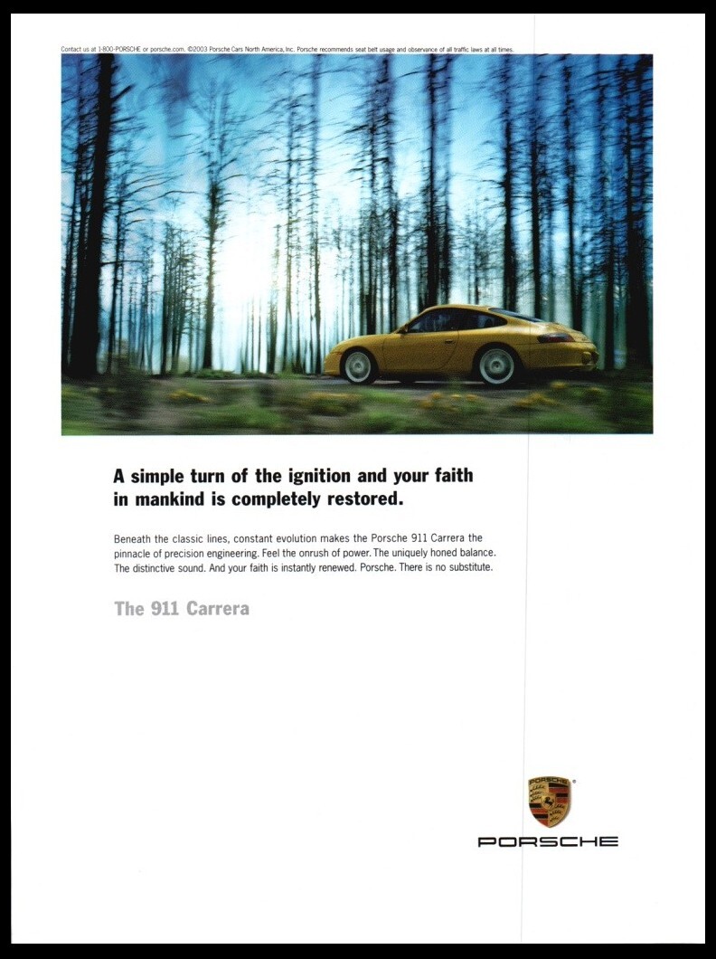 2003 Porsche 911 Carrera yellow car ORIG. print ad-Vintage Man