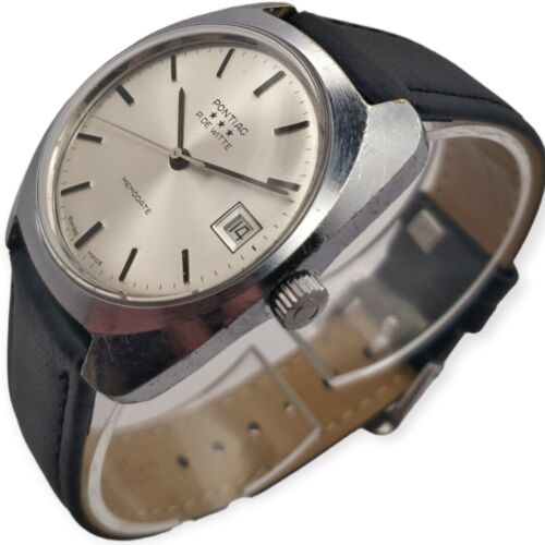 Pontiac Memodate P Witte 35mm 1970s ETA 2763 Lebrocantheure Armbanduhr Vintage - Afbeelding 1 van 6