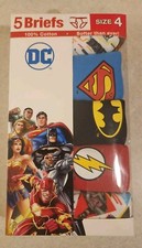 Justice League Boys SIZE 4 Briefs Underwear 5-Pack Cotton Batman Superman Flash