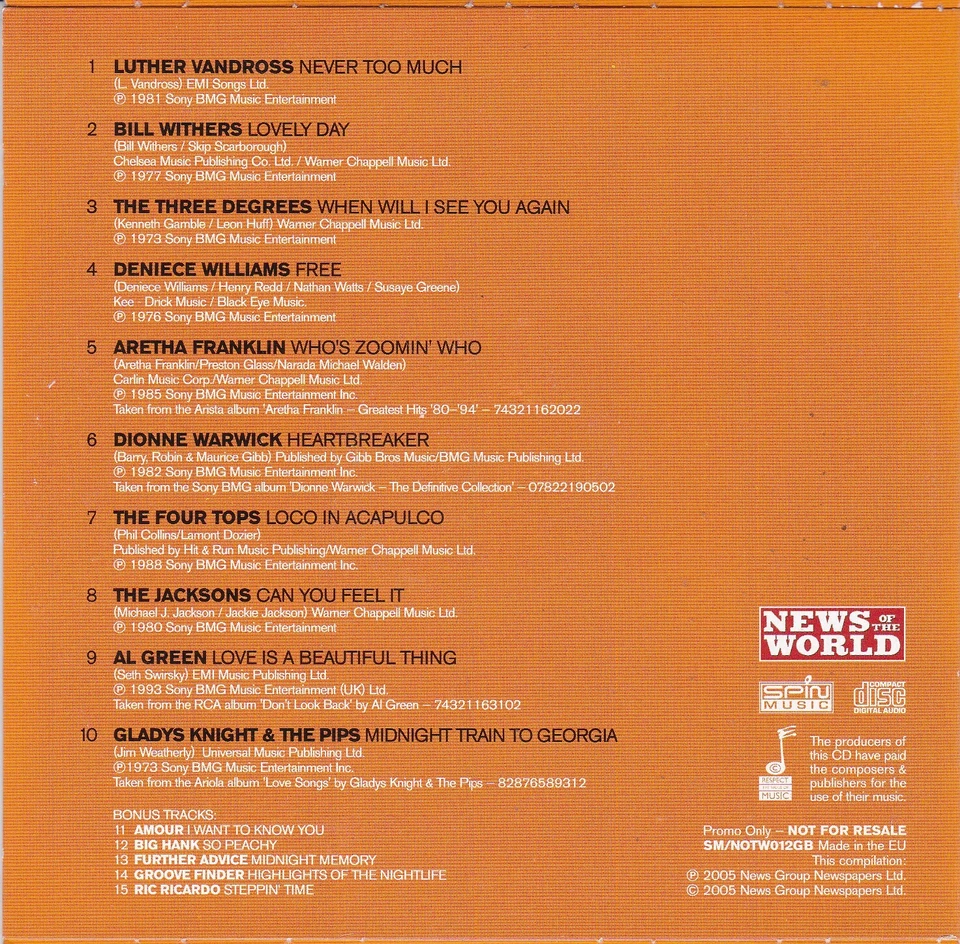 EASY SUNDAY SOUL 10 Sensual Soul Classics ( NEWS OF THE WORLD Newspaper CD ) - Bild 2 von 3