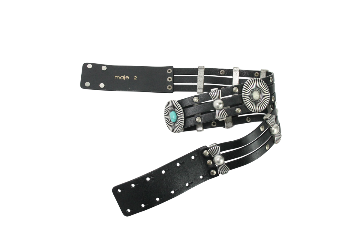 Maje Black Leather Studded Belt Size 3 Maje Black Studded Leather Belt Size M International main image 3