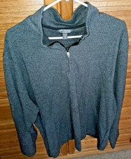 Van Heusen Flex Mens XL Long Sleeve Pullover Shirt 1/4 Zip Black Gray