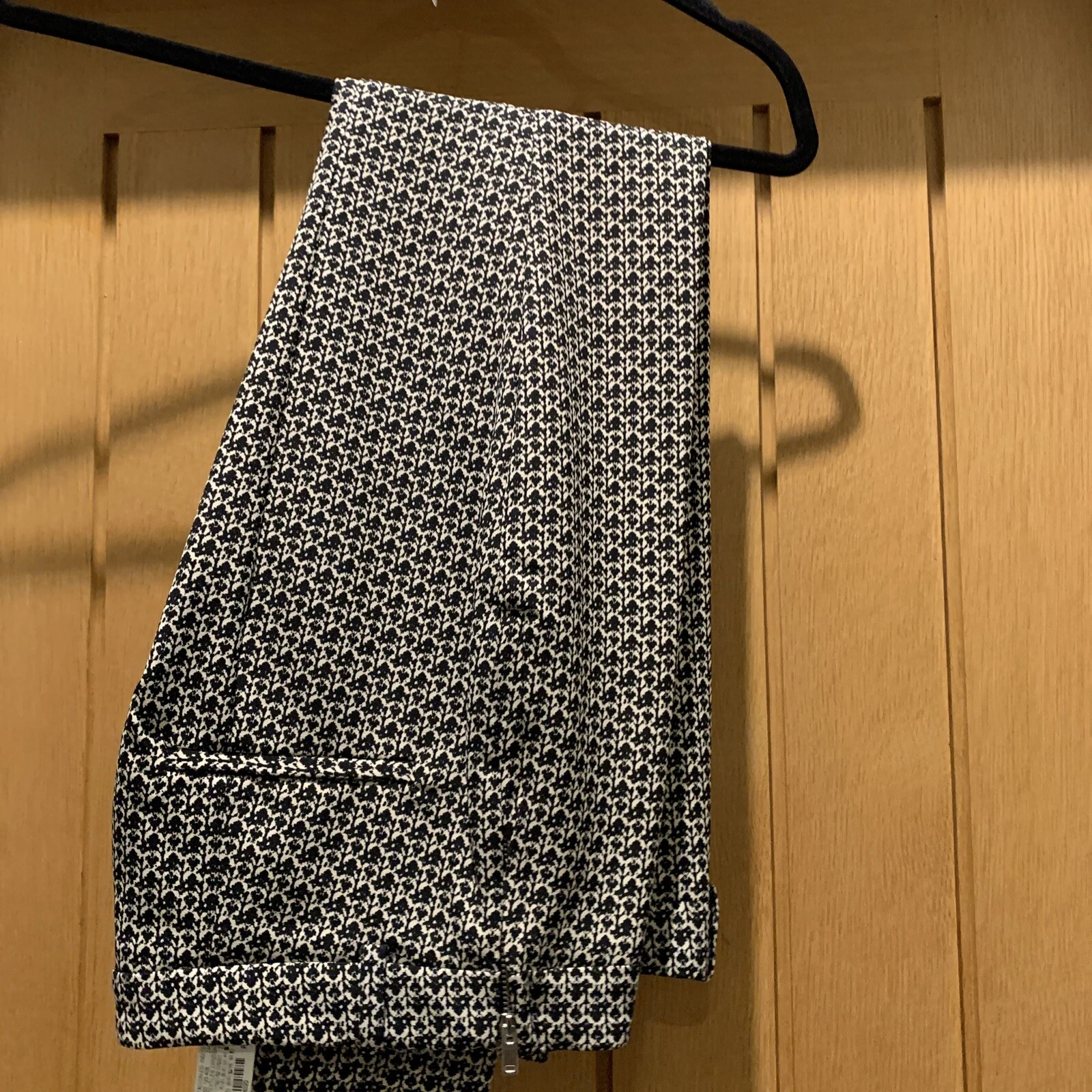 Zara Patterned Black And White Trousers Size 10 (s)