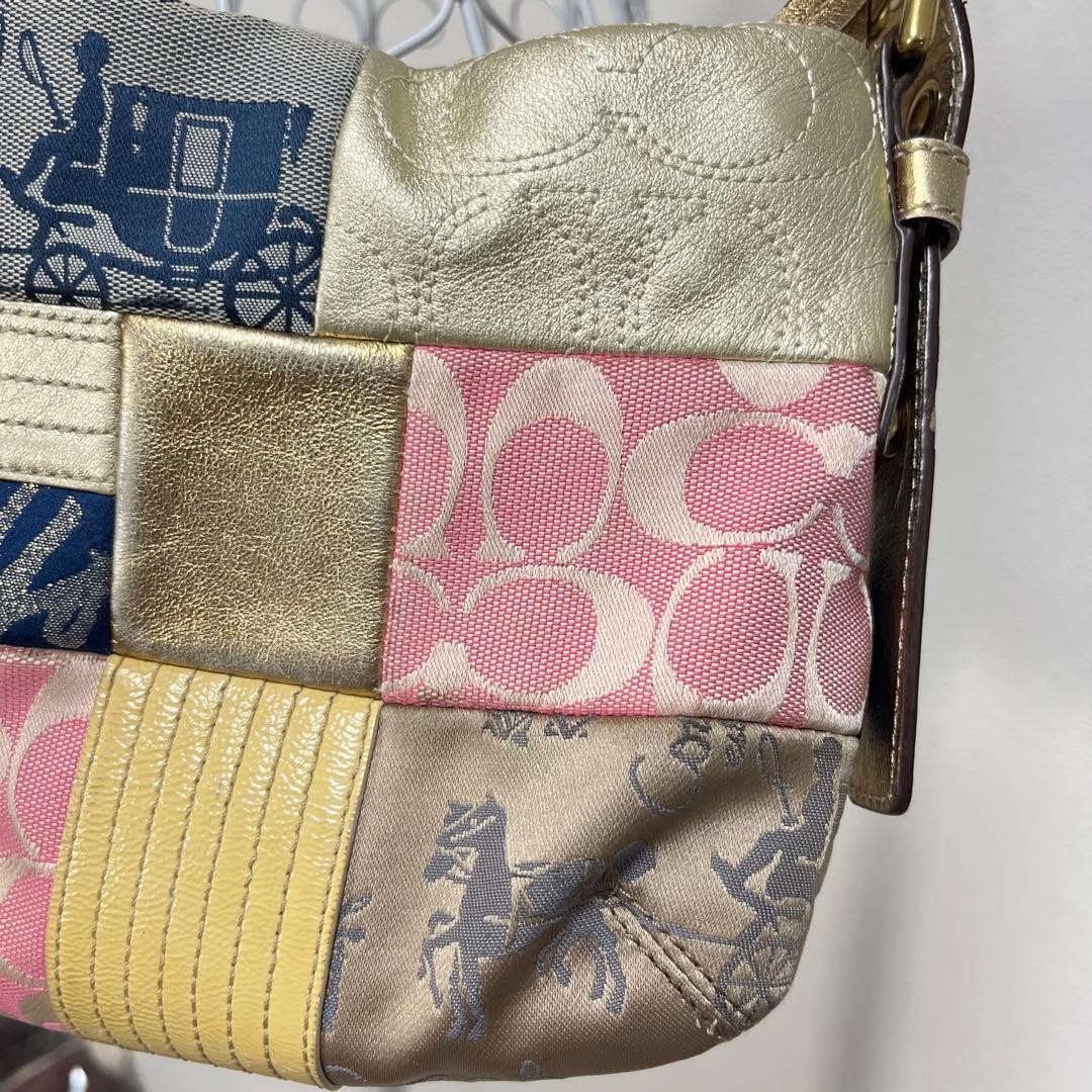 Shoulder Bag COACH Patchwork Gold Adjustable Stra… - image 8