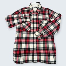 Wrangler Quilted Flannel Shirt Jacket Mens L Red Plaid Vintage 90s/ Y2K Shacket