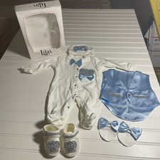 NEW Lilax BabyBOY 0-3 Mo Jewels Crown Tuxedo Baptism 7pc Set BAUTISMO