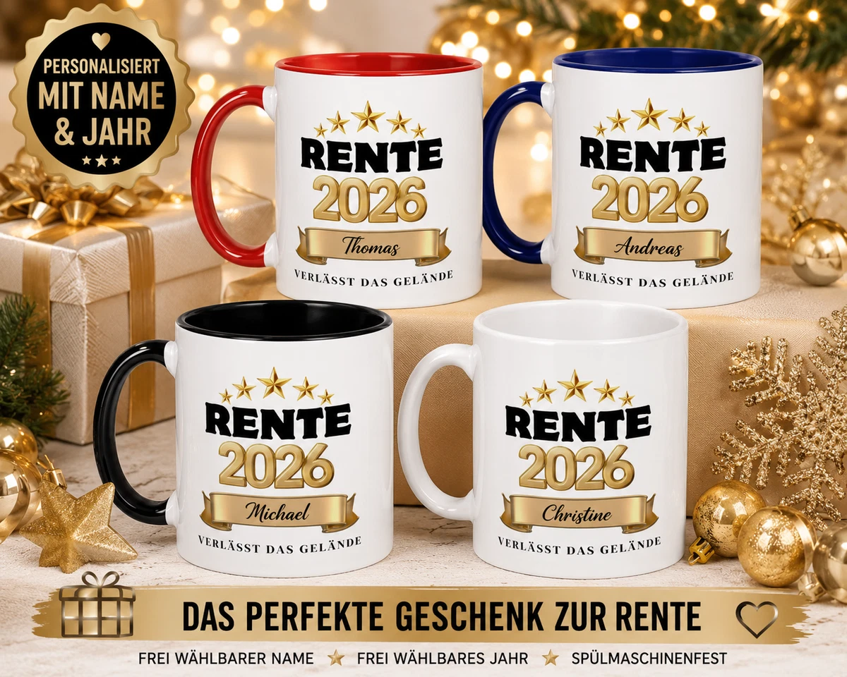 Personalisierte Rentner Tasse 2026 mit Name Geschenk Ruhestand Büro Arbeit
