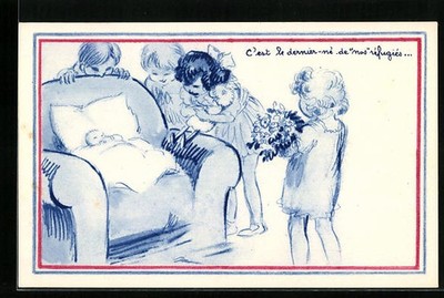 C´est le dernier-né de nos réfugiés..., Ansichtskarte 