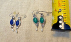 2 Pair of Earrings Lapis with Pearls and Jade with Pearls  — photo 4