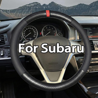 #ad 38CM 15#x27;#x27;Car Steering Wheel Cover Genuine Leather for 2000 2023Subaru Black $22.99