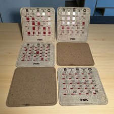Vintage Kleer Kwick Bingo Cards Reusable Windows Lot Of 6 USA Faux Leather FMC