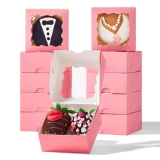 3.2x3.2x1.5 Inches 50PCS Mini Bakery Boxes with Window for Cookies, Soap, Cho...