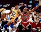Magic Johnson Signed 16x20 Photo vs Michael Jordan JSA Authentic Autograph Laker