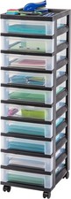 IRIS USA Plastic Drawer Storage Organizer Rolling Cart with 10 Drawer, Black 