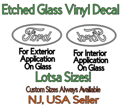 #ad Ford Oval Etched Glass Die Cut Vinyl Decal Stang Torino Bronco Escort Taurus $56.99