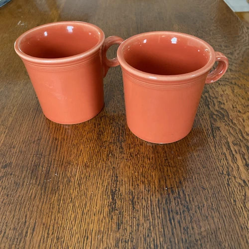 Set Of (2) Fiesta PERSIMMON Classic Ring Handle Mugs Retired Fiestaware(HLC)USA