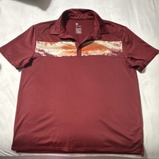 All In Motion Men's Maroon Polo Shirt L Short Sleeve Stretch Recycled Polyester