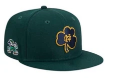 Notre Dame Fighting Irish Snapback Hat Adjustable Fit Green Flat Brim ND Cap