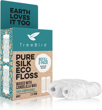 Treebird Pure Silk Eco Floss Refills  Pack of 2 X 33Yd Silk Dental Floss Spools