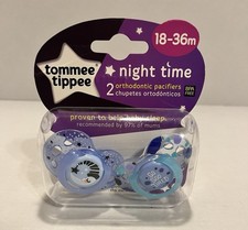 Tommee Tippee Night Time Pacifiers 18-36m Glow In The Dark Orthodontic 2-pack