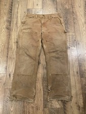Carhartt Pants Mens 34X30 Brown Carpenter Double Knee Distressed Workwear