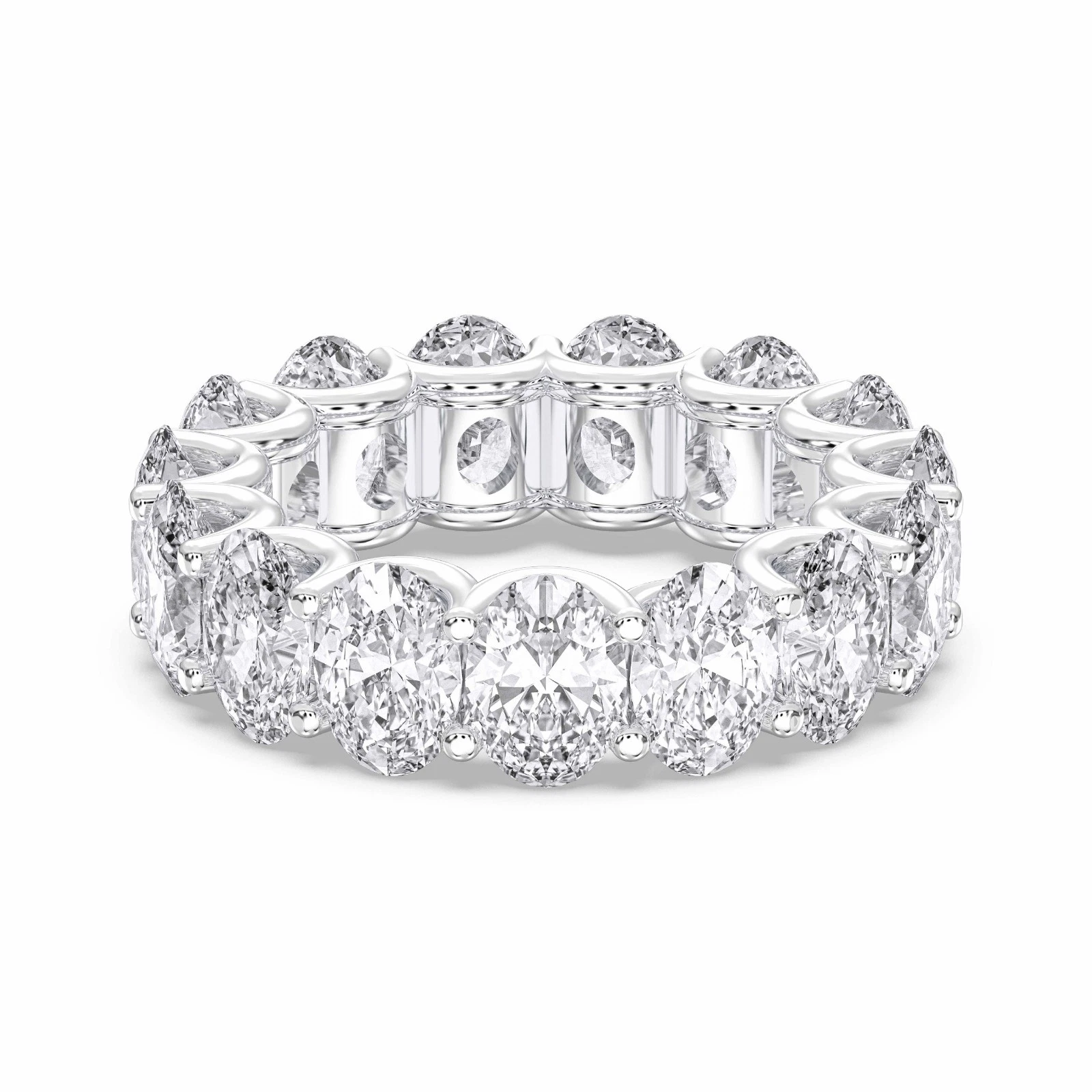 7.50Ct Oval Cut Lab Grown Diamond/CVD Eternity Band 14k White Gold image-1