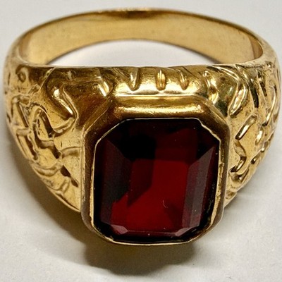 5.59g Men's Red Emerald Cut Palm Beach Jewelry by SETA Ring/Size 11/VG-Ex