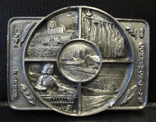Iowa Farmer 1989 Commemorative Belt Buckle Processing Transporting Merchandising