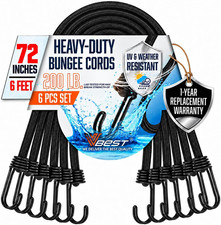 Extra Long Bungee Cords with Hooks - 6Pcs Heavy Duty Outdoor 72 Inch