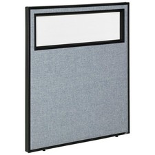 36-1/4"W x 42"H Office Partition Panel with Partial Window Blue