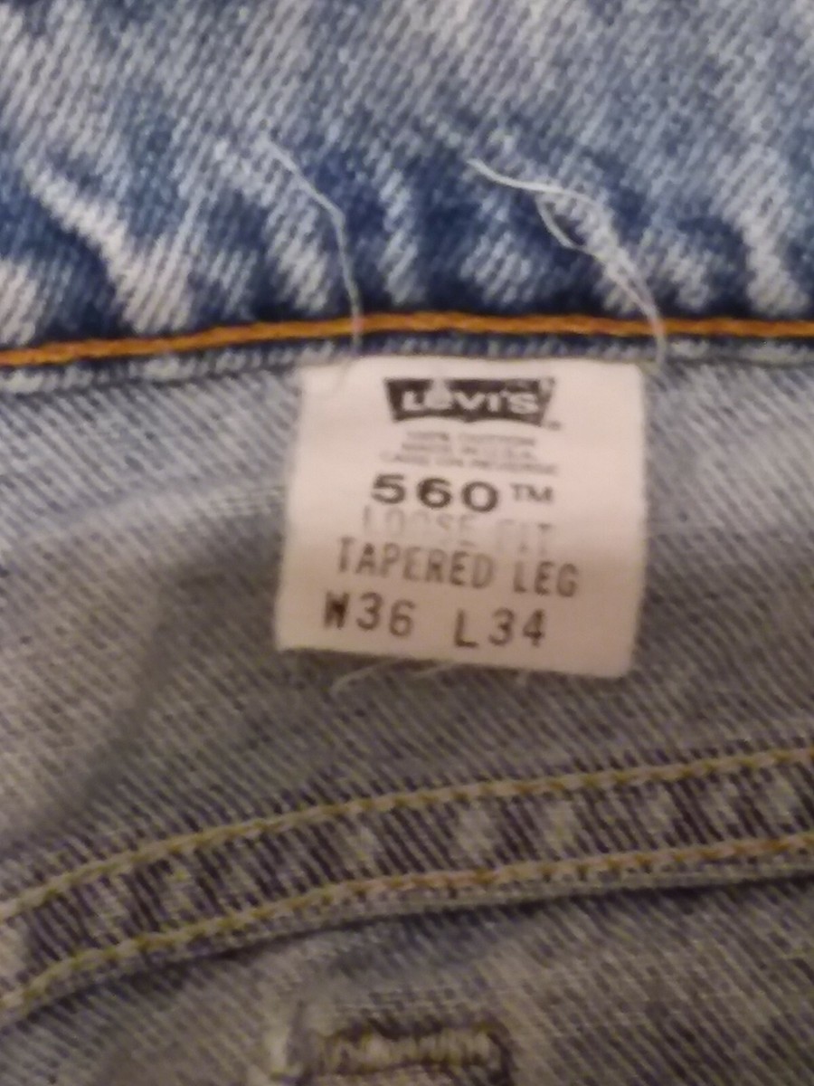 Vintage Levis 560 Loose Fit Tapered Leg Made in USA 36x34