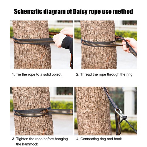 Kit de 2 correas de hamaca de alta resistencia de 3 m para acampar al aire libre árbol cuerda colgante - Imagen 7 de 11