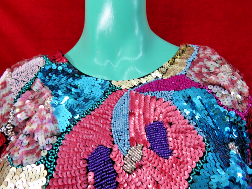 ASOS DESIGN mini dress L/SL cut out floral embellished sequins UK 16 RRP £230 - Picture 9 of 21