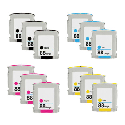12 Patronen PlatinumSerie für HP 88 XL OfficeJet Pro K 5300 K 5400 K 5400DN K 54