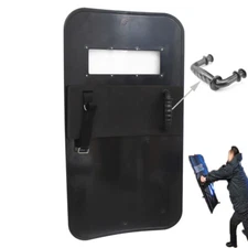 Anti-riot Shield Security Protection Hand-Held Rectangle Four-hole Black 0.14in